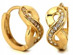 Lovrin Arany fülbevaló 585-ös Angol kapcsos végtelen motívum cirkóniákkal