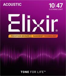 Elixir 12-húros Foszfor-Bronz Akusztikus Gitárhúr (Nanoweb bevonat)