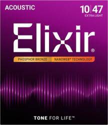 Elixir Foszfor Bronz Akusztikus Gitárhúr 10-47 (Nanoweb bevonat)