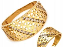 Lovrin Széles, arany színű, áttört gyűrű 585 14kt cirkónia kövekkel díszítve, 2.40g R15 (Lovrin)