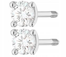 ZŁOCISTO Fehér Arany Fülbevaló Gyémántokkal, Becsavarható Szárral, 585 Arany, Ajándék (DLA DZIEWCZYNY NARZECZONEJ) - allegro - 89 130 Ft