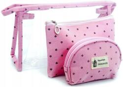 EdiBazzar Női kozmetikai táska Szervező Átlátszó 3 darabos szett rózsaszín bőrönd (5905884082515)