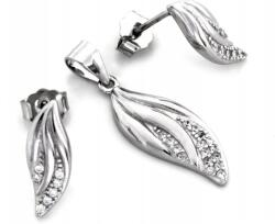 Lovrin 925-ös ezüst szett, ródiumozott fülbevaló és medál cirkónia kövekkel, ajándéknak (Lovrin)