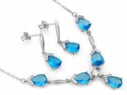 Lovrin Ezüst ékszerszett, 925-ös finomságú, kék cirkónia kövekkel, súlya 6, 80g (CIES-KOMP-NBCR)