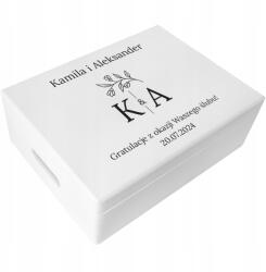 Creative Deco Esküvői ajándékdoboz gravírozással Esküvői ajándék monogrammal 40x30x14 (JANCDSD140CUSTOMWEDLETTERSFBM-W)