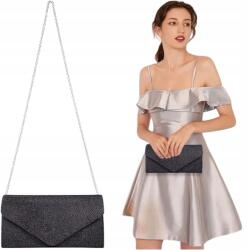 EdiBazzar Fekete Elegáns Alkalmi Borítéktáska Válltáska Lánccal (Wizytowa Torebka Błyszcząca elegancka ramię)