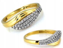 Lovrin Arany 585 gyűrű cirkónia kövekkel, hullám minta, divatos női modell, 14-es méret (62153697)