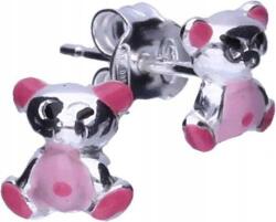 Lovrin 925-ös ezüst női fülbevaló rózsaszín macival 0, 60g - macis fülbevaló lányoknak, ezüst (Lovrin 47614)