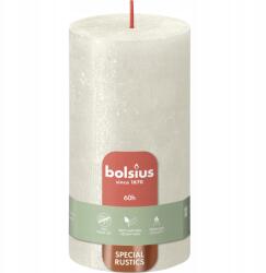 Bolsius Rusztikus, tönk alakú díszgyertya, Rustic Shimmer Krem Ivory színben, Bolsius márkájú, 13 cm-es (8717847150936)