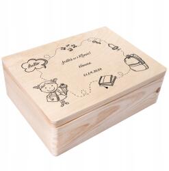 Creative Deco Fa doboz iskolai emlékeknek, gyermek névvel, ajándék, 40x30 (JANCDSD140BCUSTOMSCHOOLGIRLBASICFBM)