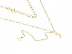 Lovrin 925-ös ezüst nyaklánc hold csillaggal, aranyozott, divatos mintával (Lovrin 64480)