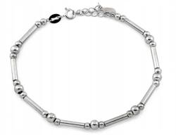 Lovrin Ezüst karkötő 925-ös, gömbökkel és csövekkel, fehér cirkónia kövekkel, 4.37g, ajándék, r20