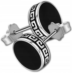 EdiBazzar Ezüst színű fekete karika fülbevaló 8 mm-es ál-alagút férfi női kerek punk (Kolczyki unisex fake tunel srebrne 8 mm)