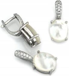 Lovrin 925-ös ezüst szett: fülbevaló és medál fehér gyöngyház berakással (Lovrin)