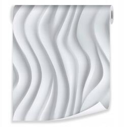 Wallarena Tapéta Absztrakt 3D Hullámok Fehér Szürke Flizelin Fal Nappali Hálószoba (TAPETY ŚCIENNE SYPIALNIA SALON T15798)