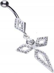 Lovrin Ezüst köldökpiercing 925 fehér díszítéssel 3, 23g ajándékba, látványos mintával (Lovrin 48824)