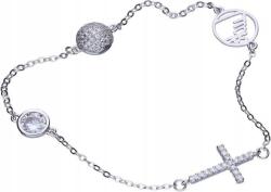 Lovrin Ezüst karkötő 925 kereszt cirkóniákkal 4, 43g divatos mintával, charmokkal (Lovrin 50490)