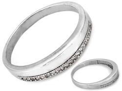 Lovrin 925-ös ezüst gyűrű cirkóniákkal, karika fazon, r17-es méret, csillogó minta, 2, 11g