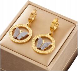 EdiBazzar Aranyozott sebészeti acél fülbevaló, 18K arany, boho stílus, patentzáras (Kolczyki Złote ze stali chirurgicznej)