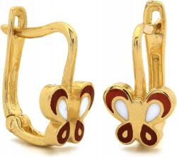 Lovrin Arany fülbevaló 585 gyermekeknek, zománcozott pillangóval, angol kapcsos (Lovrin)