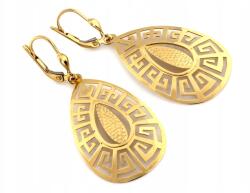 Lovrin Elegáns, 585-ös arany fülbevaló, látványos, görög mintás, ajándék