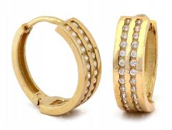 Lovrin Arany karika fülbevaló 585 fehér cirkóniával, széles karikák 2.46g ajándék