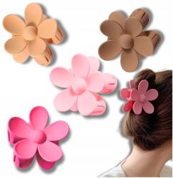 Nagy méretű hajcsatok szett, 4 db virágos, színes, pasztell hajtű (Zestaw dużych 4 klamer do włosów kwiaty)