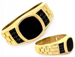 Lovrin Férfi arany gyűrű 585 fekete cirkóniával, 5.04g, kétszínű pecsétgyűrű (62098111)