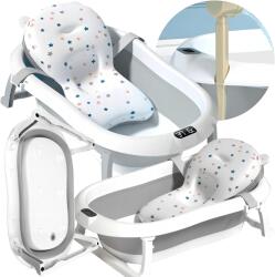  Összecsukható Szilikon Baba Fürdetőkád Hőmérővel és Párnával (Olaf WPS-03 szara)