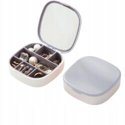  Kicsi Hordozható Ékszerdoboz Szervező Tükörrel Szürke 10x10 cm (B0CFH6JNP1)
