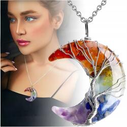  Nyaklánc holddal, életfa medállal, amulett, ásványok, csakrák, női (Naszyjnik z drzewkiem szczęścia życia księżyc) - allegro - 1 285 Ft