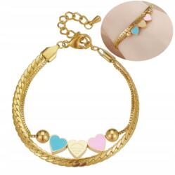  Női aranyozott nemesacél karkötő 18K arannyal bevonva, elegáns szíves dizájn (BRANSOLETKA ZE STALI CHIRURGICZNEJ 316L)