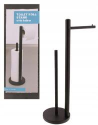 Zd trading Fém Wc papír tartó állvány, 53cm, fekete, loft stílusú fürdőszobába (d19)