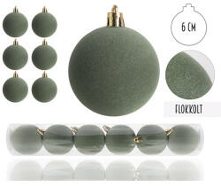PD Karácsonyi gömb flokkolt zöld színű 6 db/csomag (50375)