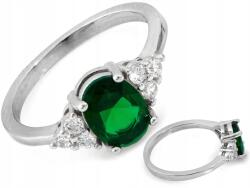Lovrin 925-ös ezüst gyűrű zöld kővel r12 zöld cirkónia kövekkel ajándék