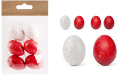 PD Húsvéti tojásdekoráció piros/fehér 6 db/csomag (72009)