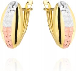 Lovrin Arany fülbevaló 585 ovális gyémántcsiszolással, háromféle arany színben, gyönyörű ajándék (lovrin85850)