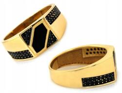 Lovrin 585-ös arany pecsétgyűrű fekete cirkóniákkal, súlya 4, 42g, r18-as méret, ajándékba (45933840)