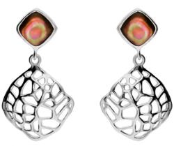 Lovrin Ezüst fülbevaló 925 áttört mintás rombusz alakú, 4, 70g, gyöngyház berakással, ajándéknak (Lovirn58129)