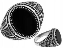 Lovrin Ezüst pecsétgyűrű 925 fekete markazit kővel, súlya 8, 14g, mérete 28 (62098355)