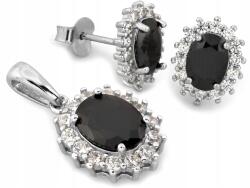 Lovrin Ezüst szett ónixszal és cirkóniával, fülbevaló és medál, 925-ös finomságú, 4, 52g (Ciesielscy-001)