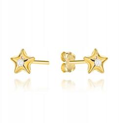 Lovrin Arany fülbevaló 585-ös finomságú, csillag formájú, középen cirkónia kővel, stekkeres (tűzős) rögzítéssel, finom mintázat (Lovrin)