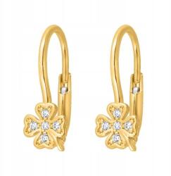 Lovrin Finom női arany 585-ös fülbevaló lóhere formával, cirkónia kövekkel, ajándékba (61113582)