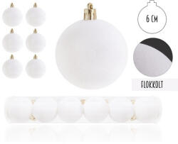 PD Karácsonyi gömb flokkolt fehér színű 6 db/csomag (50376)