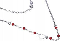 Lovrin Ezüst nyaklánc 925 elegáns szívecske piros korallokkal ajándék (Lovrin)
