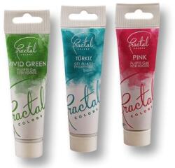 Fractal Colors Ételfesték gél készlet - rózsaszín, türkiz, zöld, 3 darabos