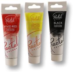 Fractal Colors 3 színű ételfesték gél készlet - Fekete, piros, sárga