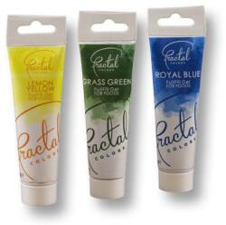 Fractal Colors Ételfesték Gél Készlet - Sárga, Fűzöld, Kék Színek a Finom Díszítéshez