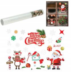 Allbag Karácsonyi Ablakdekorációk Matricák Színes Ablak Díszek Mikulás Hópihék (NAKLEJKA106)