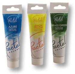 Fractal Colors Ételfesték gél szett - égszínkék, sárga és fűzöld (3 szín)